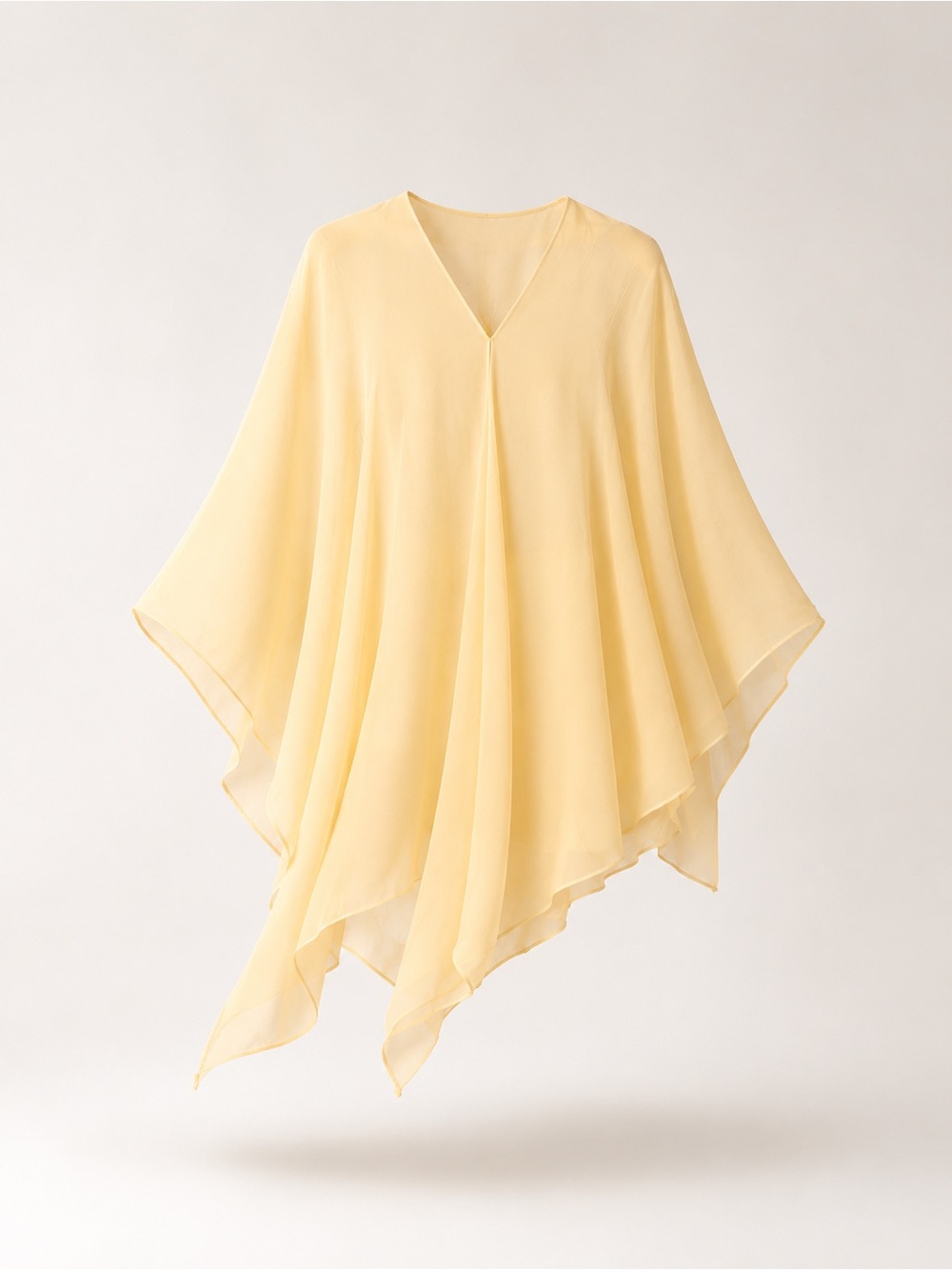 Light Yellow Women's V-Neck Poncho Top